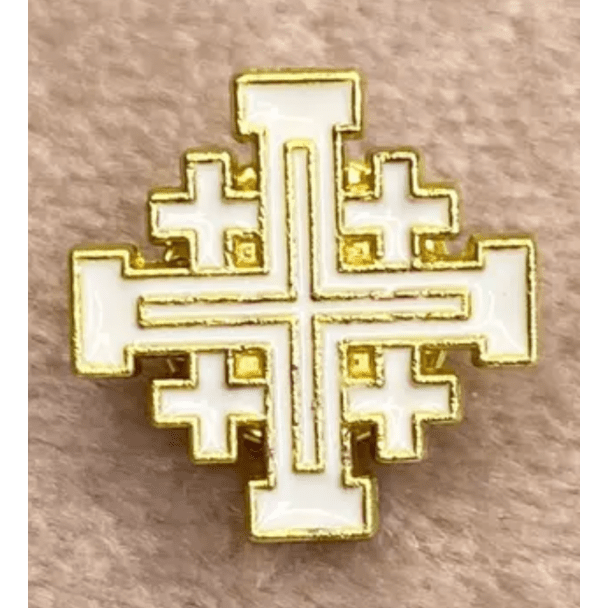 Jerusalem Cross Brooch in white and gold