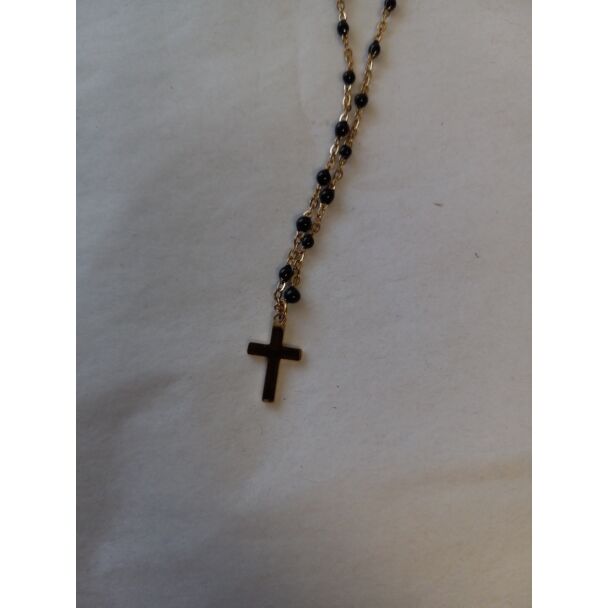 Neck Cross w/Black Accent Chain