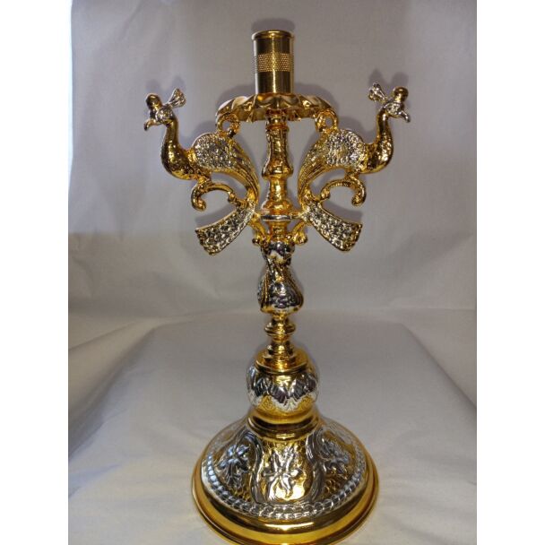 Gold and Silver plated Candle Stick - Peacock
