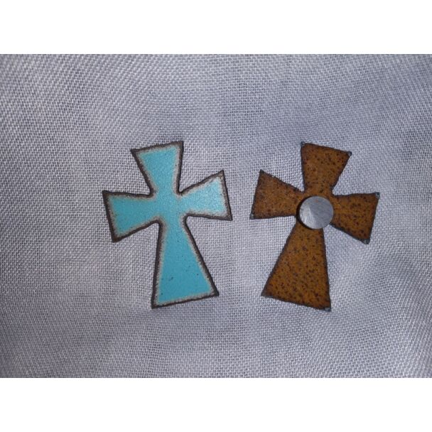 Small Cross Magnet Recycled Metal