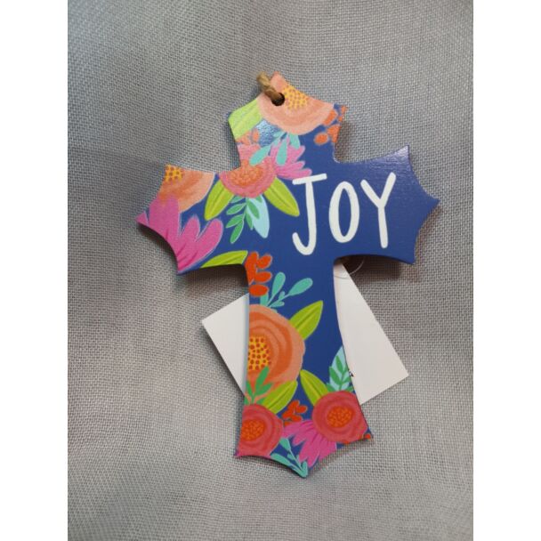 Joy Floral Wood Wall Cross