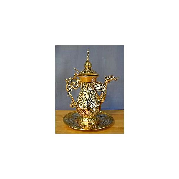 Gold- and silver-plated zeon and tray with dragon spout