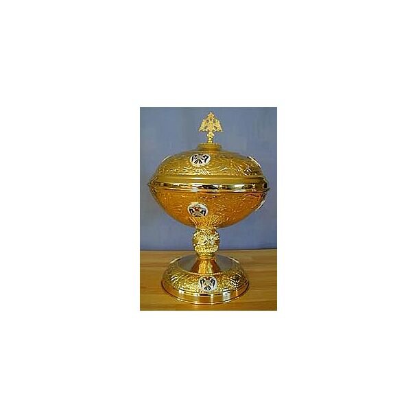 Gold-plated and enameled Artoklasia bowl and lid - SPECIAL ORDER!