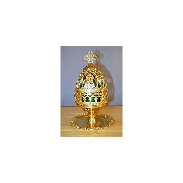 Gold-plated standing vigil lamp with cover