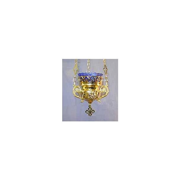 Gold-plated vigil lamp with grape design