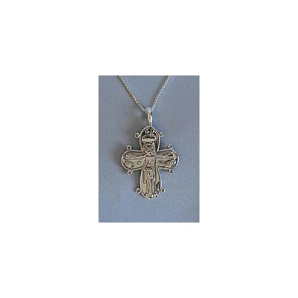 Sterling silver Cross, Christ Crucified w/ Theotokos on reverse (Christine Cross)