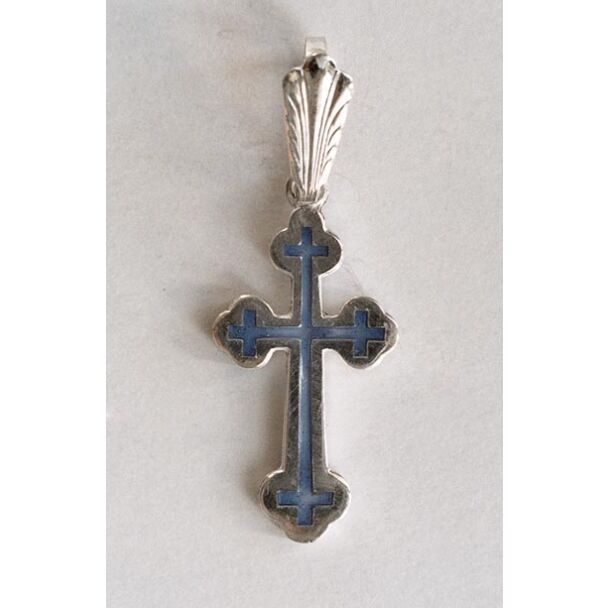 Sterling silver straight Cross w/enamel 