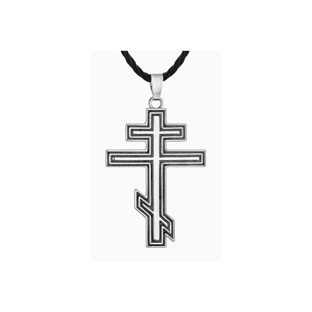 Russian Style Cross with Cord - Zinc Alloy