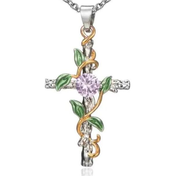 Cross w/ Flower Leaves (random colors)