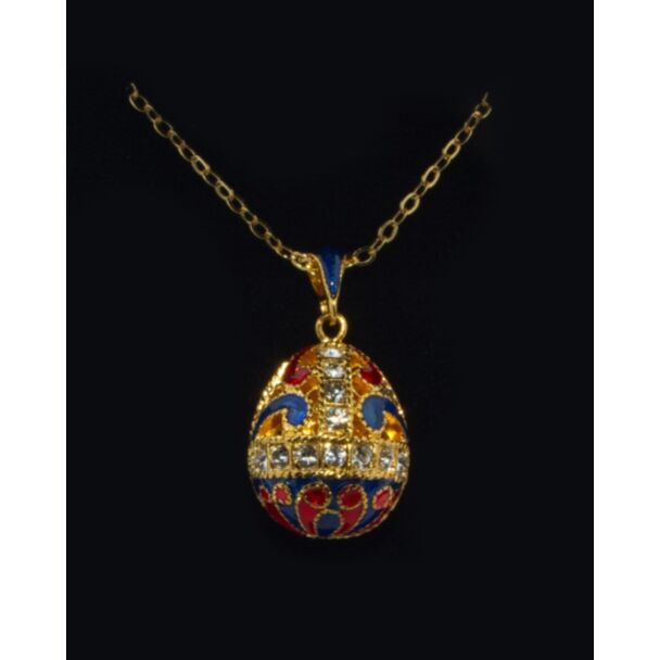 Gold Tone Blue Royal Egg Pendant