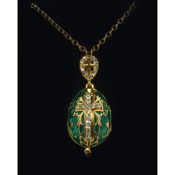 Triptych Pysanky Egg Pendant (green)