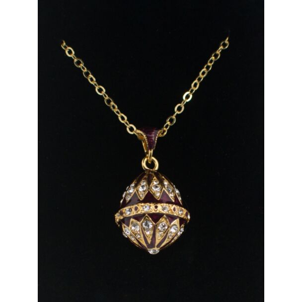 Purple Enamel Brass and Crystal Egg Pendant