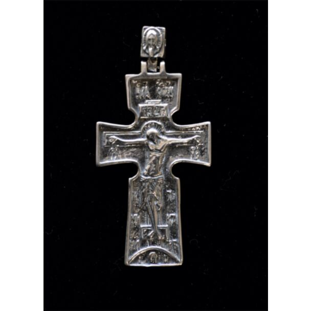 Sterling silver 19th-century Russian pectoral Cross with Archangel Michael on back