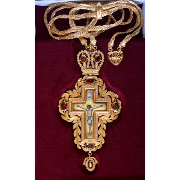 Gold-plated and jeweled Pectoral Cross (to go with Enkólpion)