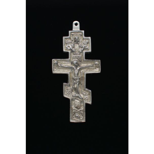 Bronze silver-plated three-bar pectoral Cross