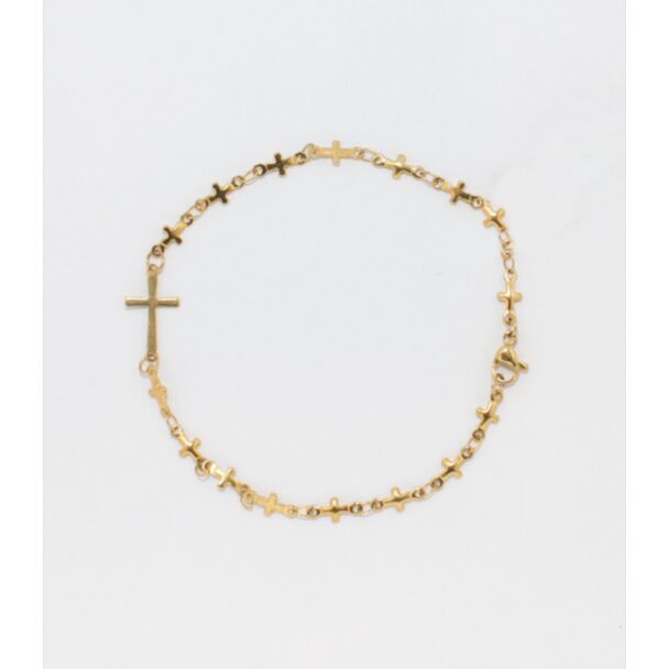 Gold Colored Cross Bracelet (Long)