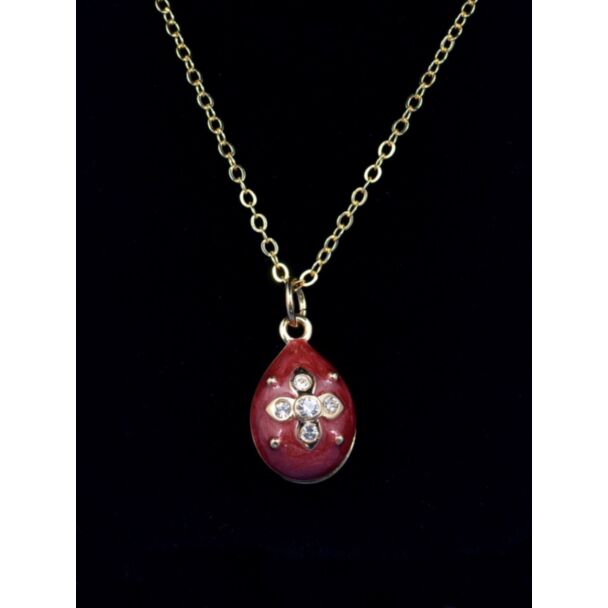 Burgundy Crystal Cross Egg Pendant