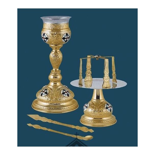 Gold-plated and enameled Chalice set with stainless steel cup (size #2)