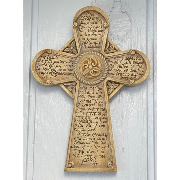 Beige Wall Cross - "The Lord is my Shepherd..."