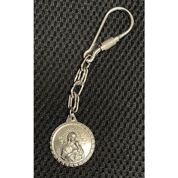 Silver key chain of the Theotokos (round)