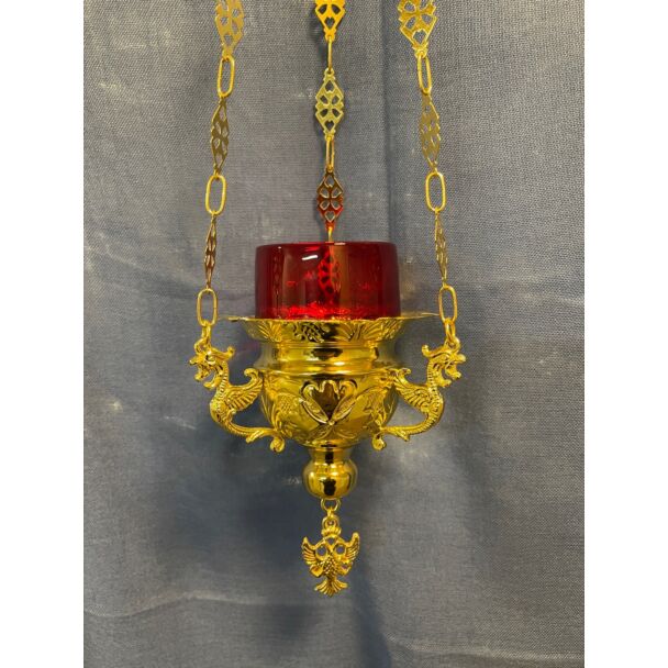 Small Gold Plated Hanging Vigil Lamp