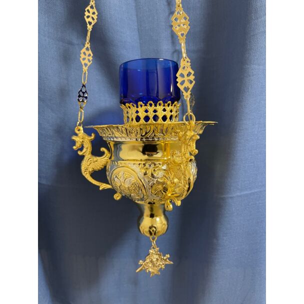 Vigil lamp Gold plated w/ silver elements, Eagle design