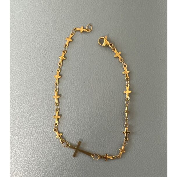 Gold Colored Cross Bracelet (Long)