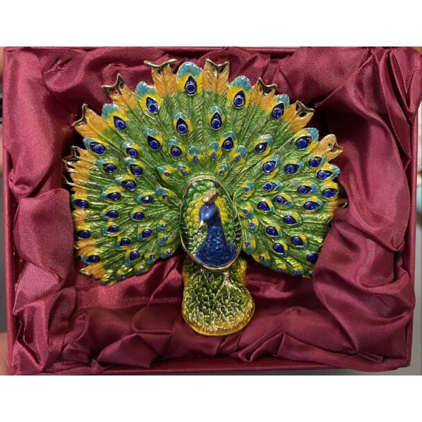 Metal Peacock Trinket Box/Statue