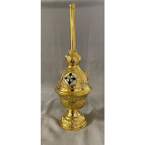 Gold-plated and enameled holy water sprinkler