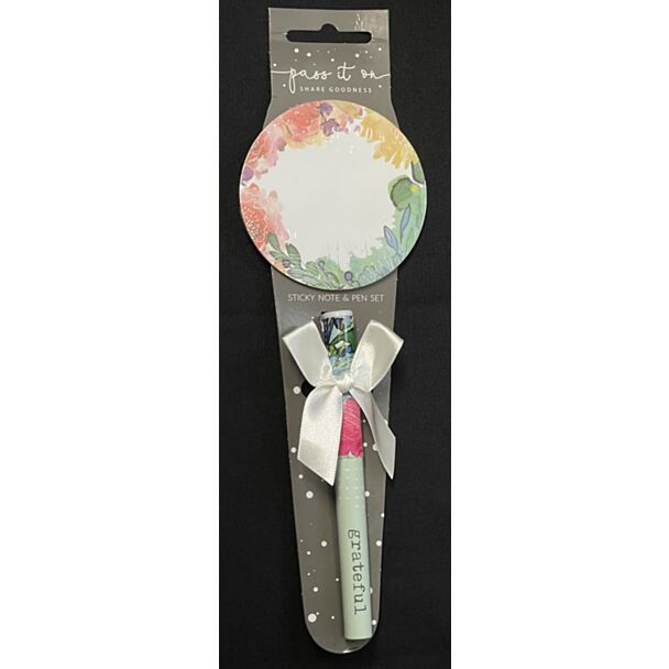 "Grateful" Pen with Sticky Notepad Set