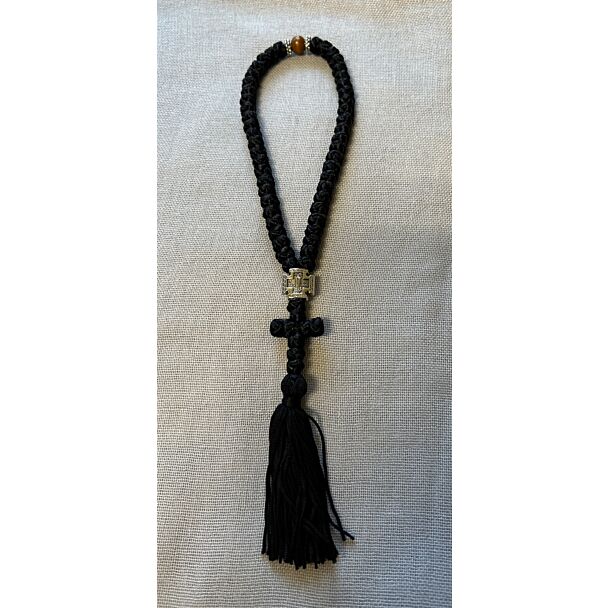 50-knot Prayer Rope with wooden beads, Tassel end (Athonite)