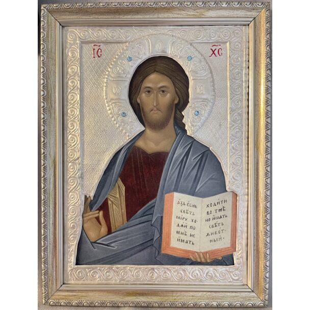 Riza Icon of Jesus Christ the Pantocrator with frame