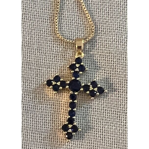 Blue Rhinestone Cross