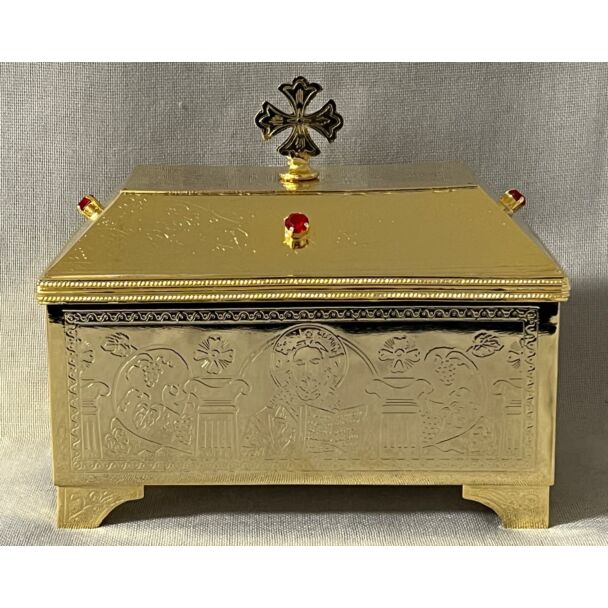 Large gold-plated rectangular Artophorion (Pyx)