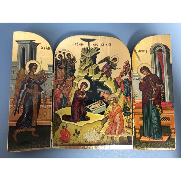 Gold Foil Triptych Nativity