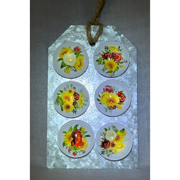 Sunflower Magnet Set (6 magnets w/galvanized plaque)