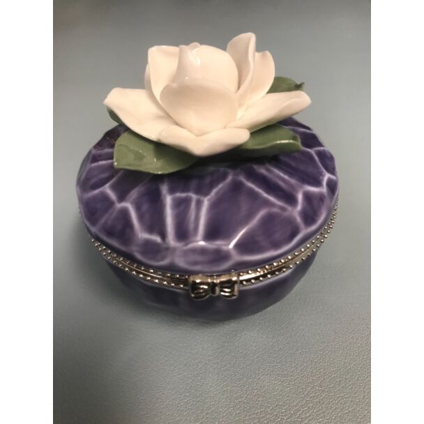 Purple Trinket Box with White Flower