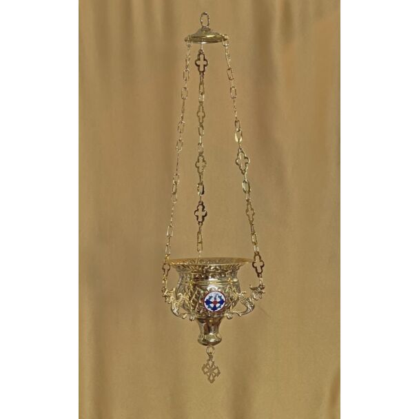 Gold-plated vigil lamp with enamel