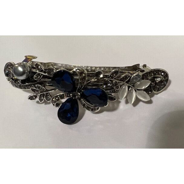 Blue and Clear Rhinestone Barrette