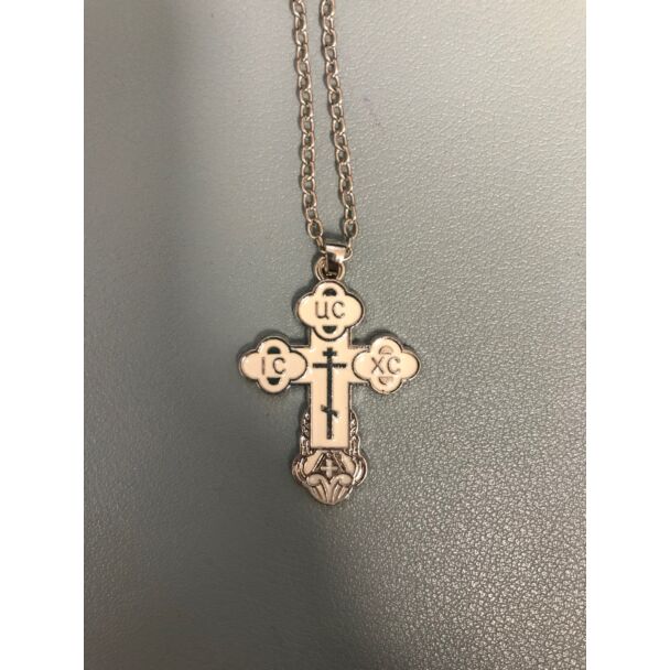 Enameled Silver and White Cross