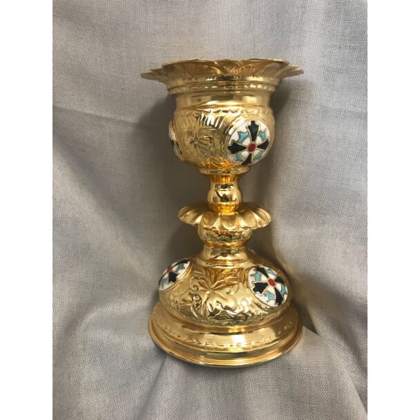 Small Gold Plated Enameled Holy Table Lamp