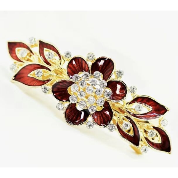 Flower/Leaf Rhinestone Hairclip 