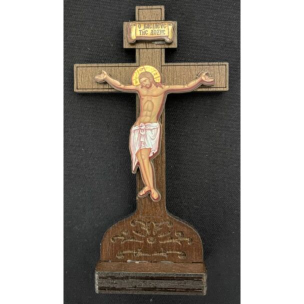 Wooden Cross with Christ - standing style (2.5" x 4.5")