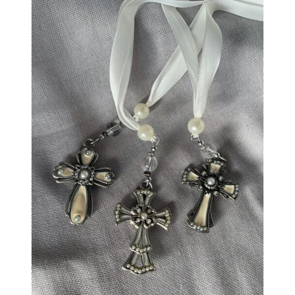 Cross Bookmarks with Satin Ribbon