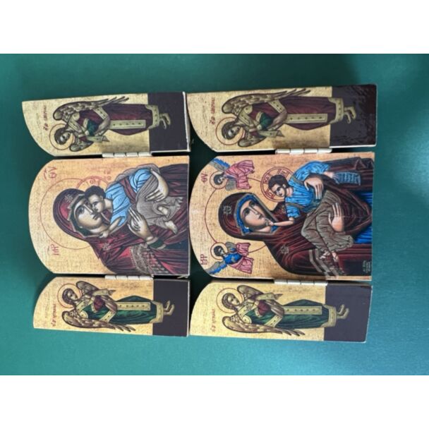 Wooden Icon Triptych - Theotokos and Archangels