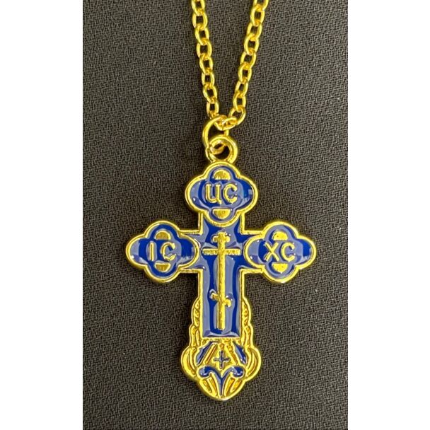 Enameled gold and blue Cross