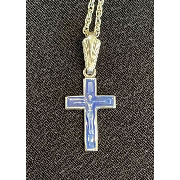 Sterling silver Crucifix with enamel (10x14mm)