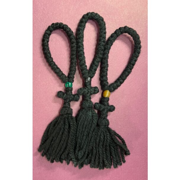 33-knot wool Prayer Ropes, colored beads and Tassel End.