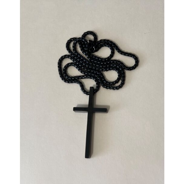 Large Stainless Steel Cross - Black