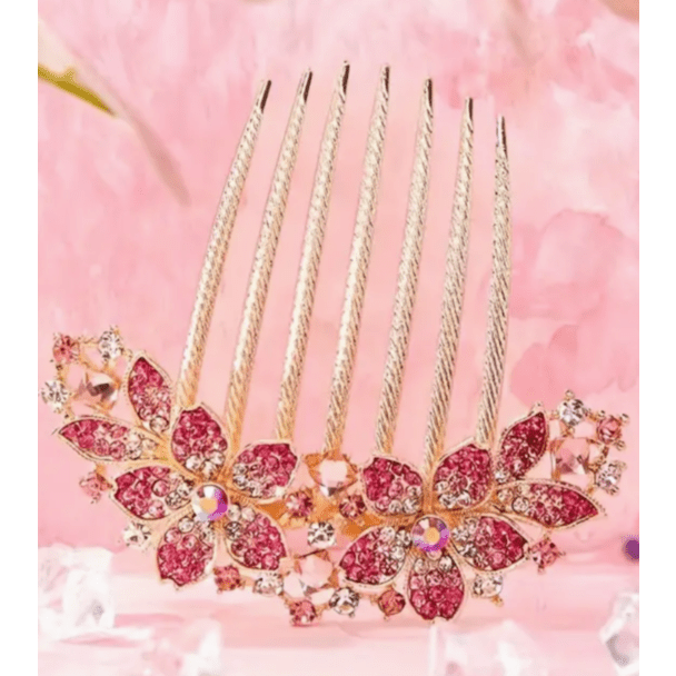 Crystal Rhinestone Flower Hair Comb